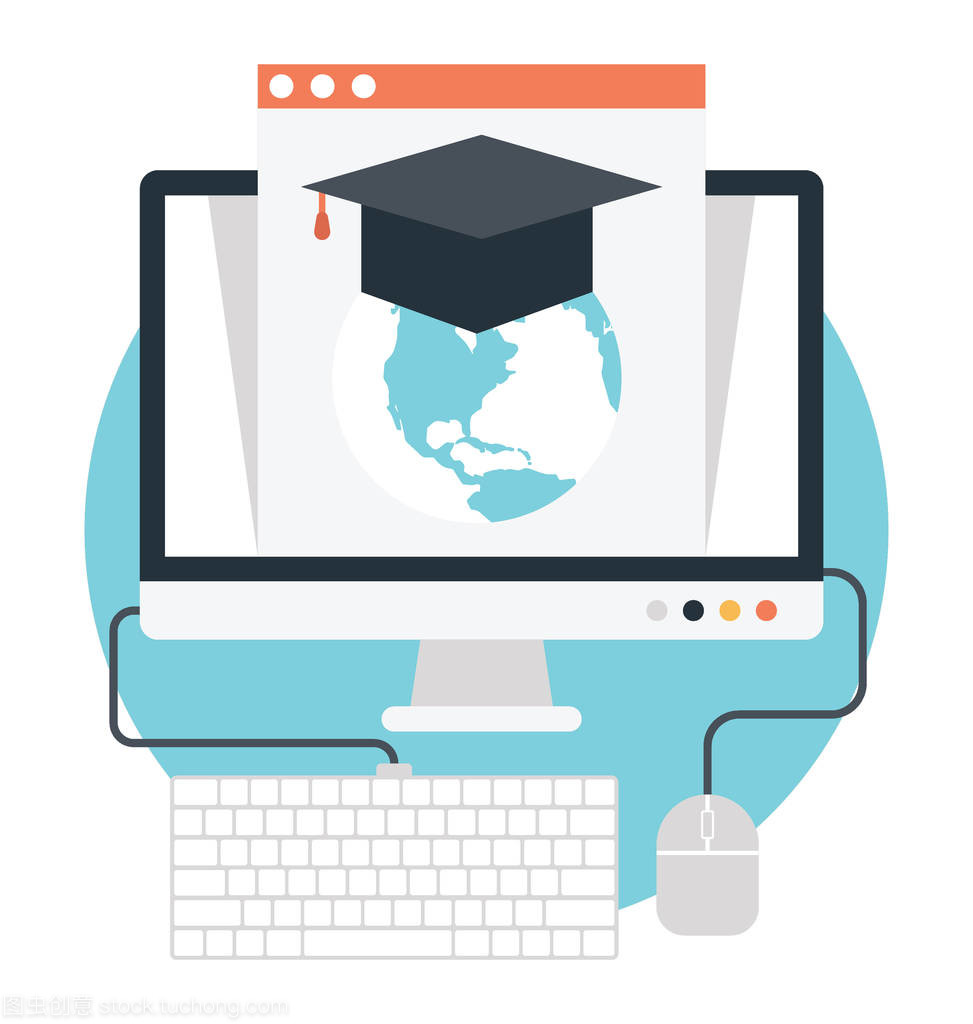 電子教學平面圖標 網絡教育學習技術理念的視覺表達